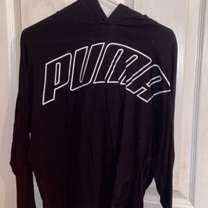 Black Long sleeve Puma shirt WITH a hood on the back